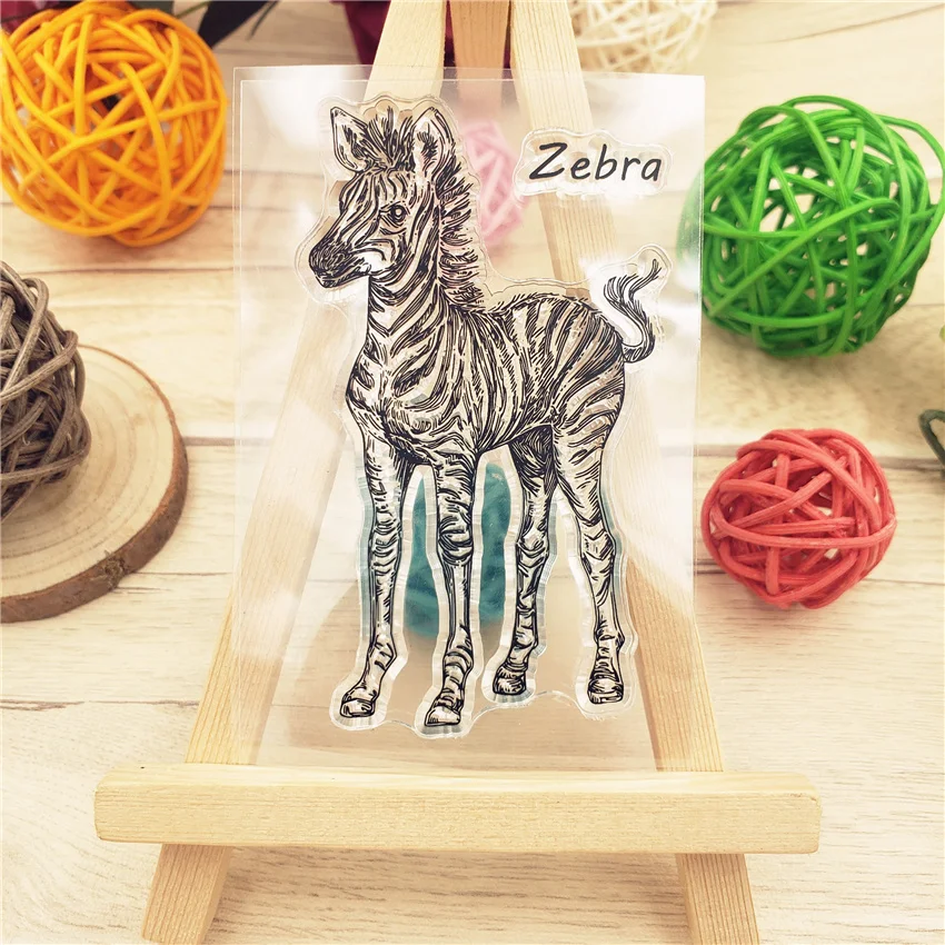 Прозрачный силиконовый штамп Little Zebra с животными для самостоятельного
