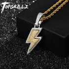 Подвеска молния TOPGRILLZ Iced Out Bling с теннисной цепочкой, медный материал, кубический циркон ААА, мужские украшения в стиле хип-хоп, подарок