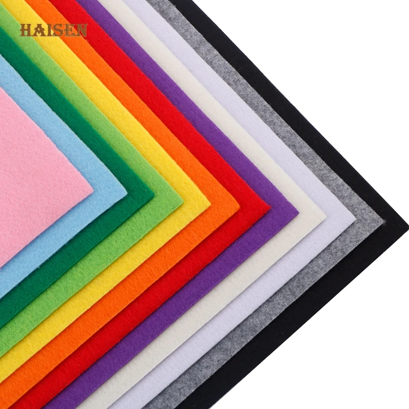 Fieltro grueso de 3mm, tela no tejida de poli&eacute;ster para coser acolchados, DIY, patr&oacute;n de decoraci&oacute;n del hogar, artesan&iacute;a, material 30x30cm, 12 unids/lote-1