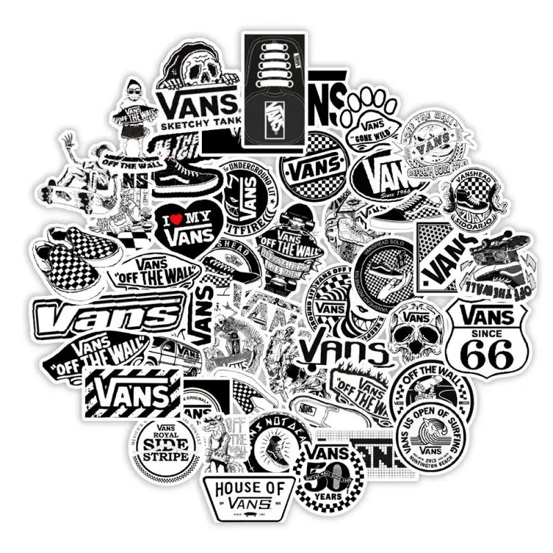 

10/30/50/ Pcs Vans Brand Fashion Logo Cartoon Graffiti Stickers Waterproof for Suitcase Helmet Skateboard Phone Kid Decal Toy