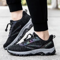 men fly weave casual sneakers spring autumn breathable mesh mens sport shoes outdoor no slip elastic band women walking shoes