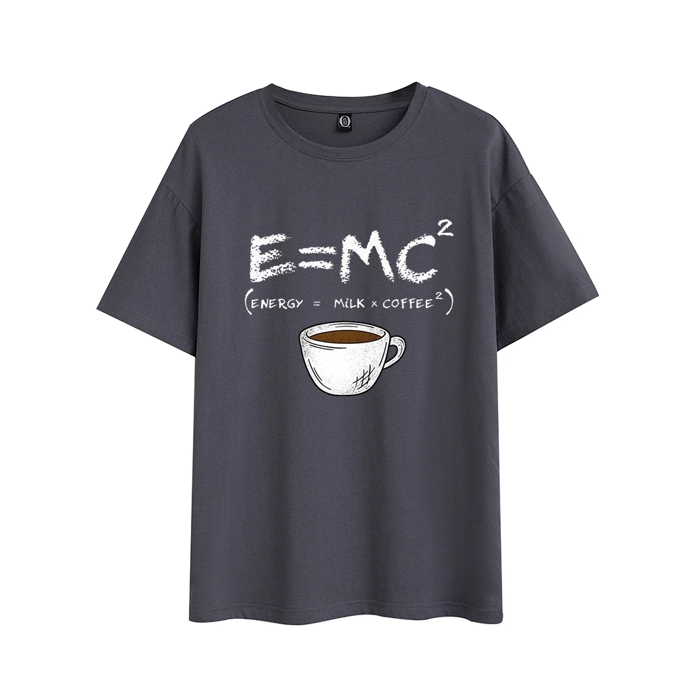

Женская футболка с принтом Energy = milk + coffee Harajuku, модная повседневная футболка, простая футболка, свободная Летняя мужская футболка большого ра...