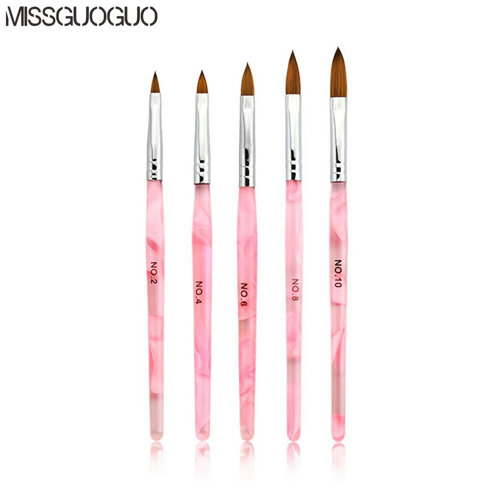 Missguoguo 5 шт./компл. Kolinsky акриловая кисть для ногтей 2 #/4 #/6 #/8 #/10 # профессиональная