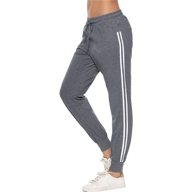 Женские повседневные Простые спортивные брюки свободные полосатые эластичные