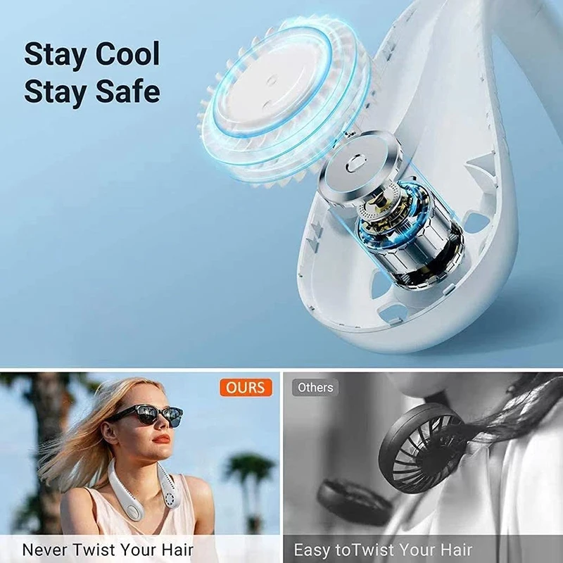

Bluetooth Neck Fan,Portable Neck Fan + Dual Bluetooth Speakers Personal Air Conditioning Fan for Sports,Travel