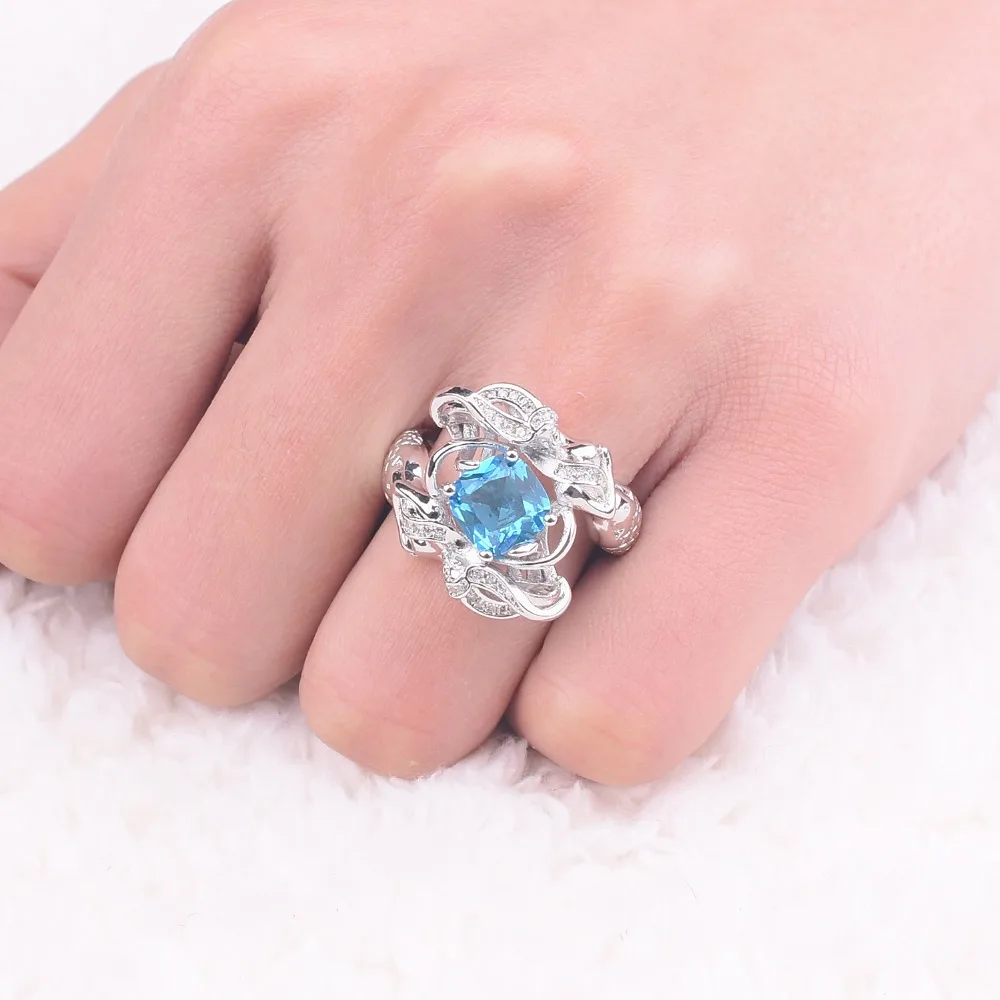 Promotion!!! Wedding Ring Jewelry Mermaid Sky Blue Birthstone 925 Sterling Silver for Women Size 5-10 Drop shipping | Украшения и