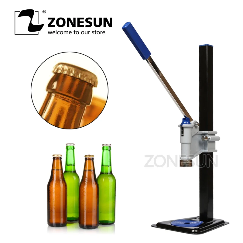 

ZONESUN Crown Soft Drink Capping Machine Beer Bottle Capper Auto Lever Bench Capper New Manual Soda Pre-mixing Bar Accessories