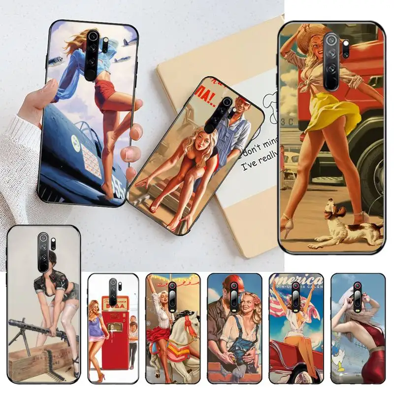 

CUTEWANAN WW2 Sexy Pin up Girl Vintege Soft Silicone TPU Phone Cover for Redmi 8A Note 9 8 8T 7 6 6A 5 5A 4 4X 4A Go Pro