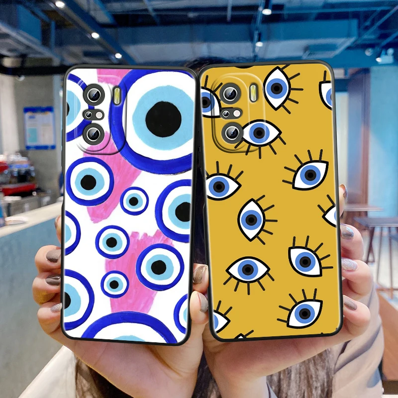 

Lucky Eye Blue Evil Eye Print for Xiaomi Redmi 10 9 9A 9T 9C K40 K30 10X Go 5G Fundas Luxury Soft Black Phone Cover Coque Capa
