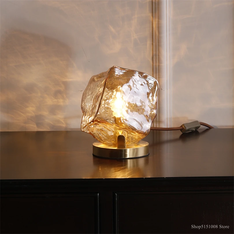 Простые Стеклянные настольные лампы для гостиной дизайнерский кубик льда водная