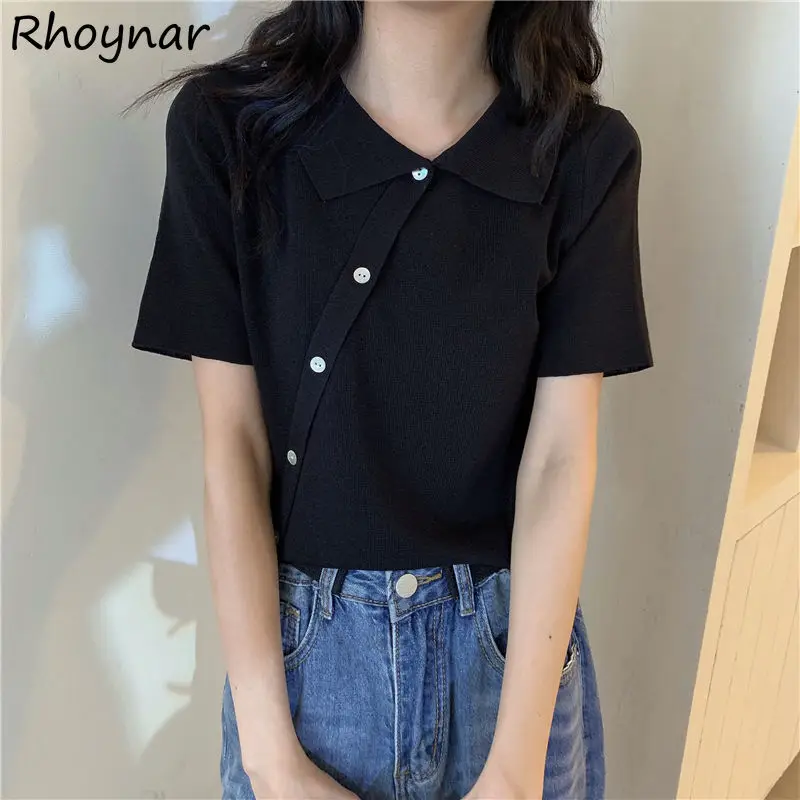 

Женская футболка с коротким рукавом Ulzzang, однотонная Удобная универсальная укороченная модная простая повседневная футболка в стиле ретро ...