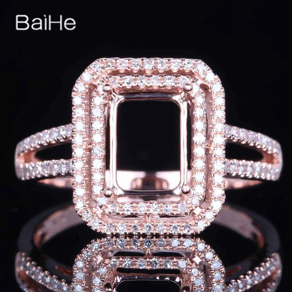 

Полукрепежное кольцо BAIHE из розового золота 14 к с изумрудом, женское изящное ювелирное изделие, производство ювелирных изделий