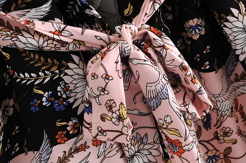 Женское богемное кимоно с цветочным принтом V образным вырезом и рукавами