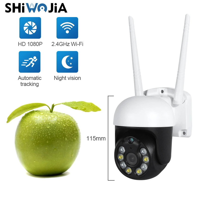 

Shiвоенia мини 1080P PTZ Wifi камера наружная 4-кратный цифровой зум AI Обнаружение человека H.264 P2P ONVIF аудио камера видеонаблюдения