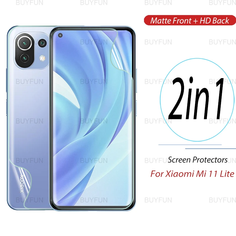 

2in1 Matte Front HD Back Film For Xiaomi Mi 11 Lite 6.55 inch full cover hydrogel film for mi 11 lite 4g 5g Ultra soft film