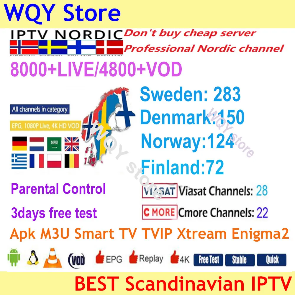 Лучший стабильный скандинавский IP ТВ скандинавский IPTV код для Швеции, Норвегии, Германии, Великобритании, США, для Android, ios, m3u, smart tv, IP box