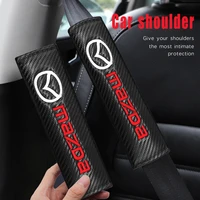 auto seat belt cover carbon fiber shoulder guard protector emblem for mazda 323 rx 8 rx 7 gj bp cx4 cx7 bm bn mx5 bl gj gl axela
