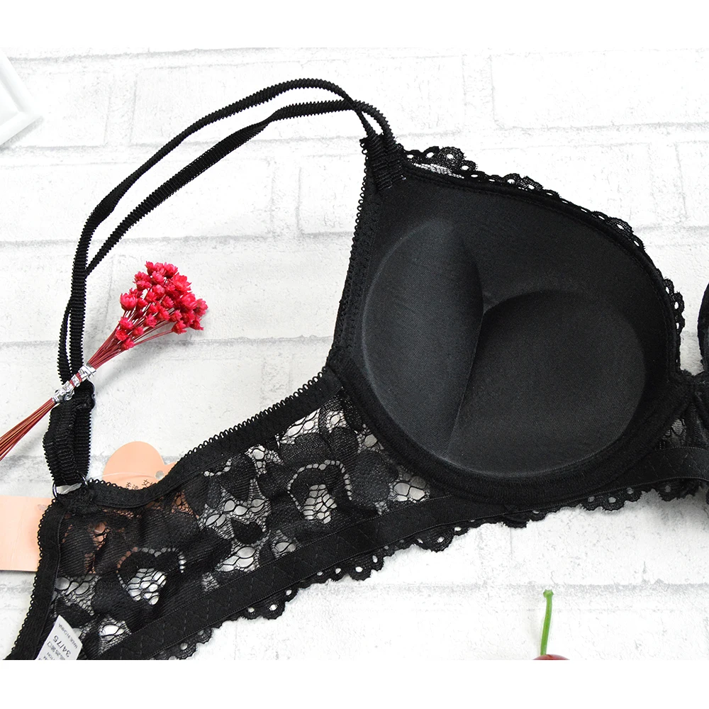 YBCG Women Bra Set Padded Push Up Underwire Underwear Panty Embroidery Floral Lingerie Hollow Mesh Bras For | Женская одежда