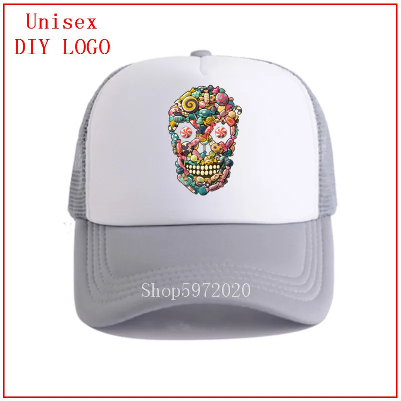 Модная сетчатая Кепка с изображением конфет черепа милой еды принтом бейсболка