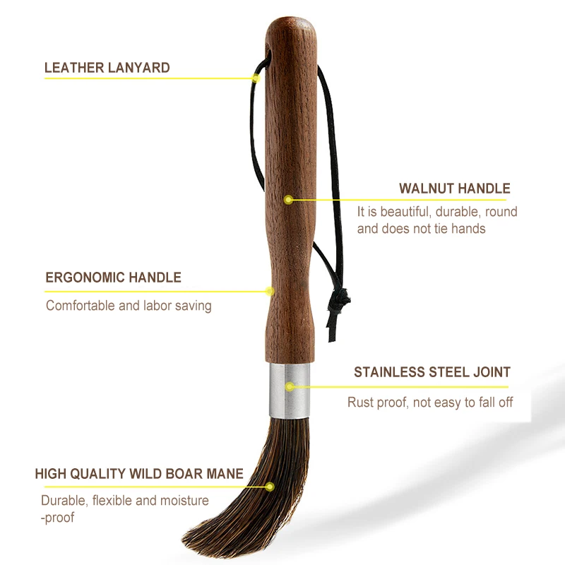 

1 Pcs Coffee Grinder Cleaning Brush Boar Bristles Walnut Wood Handle with Hanging Belt NEW Hot Coffee Grinder Brushes