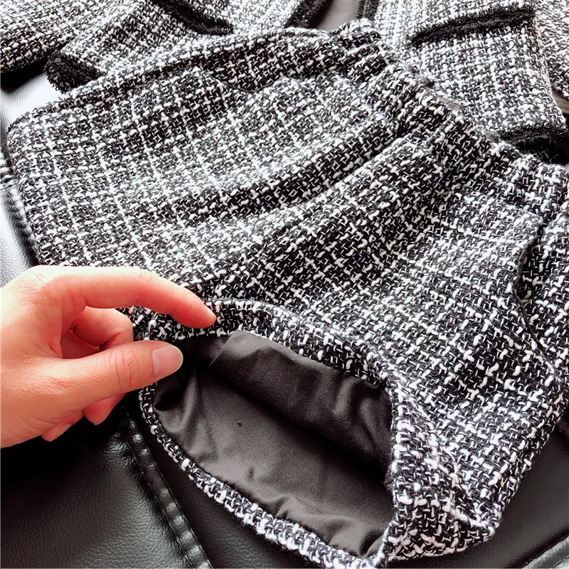 2019 для девочек зимняя одежда комплект с длинными рукавами плед кардиган + Шорты