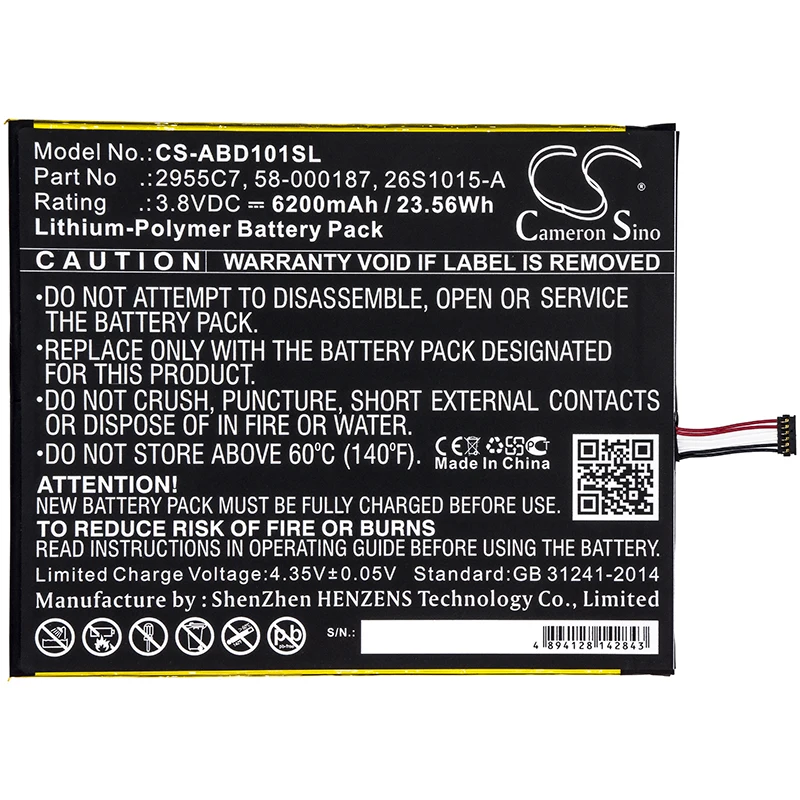 Cameron sino 6200mah аккумулятор для AMAZON Kindle Fire HD 10 1 7th SL056ZE 26S1015 A 2955C7 58 000187|Цифровые
