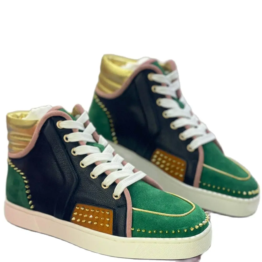 

Туфли-Лоферы мужские и женские на плоской подошве, повседневная замшевая обувь с высоким верхом и красной подошвой, кроссовки, большие разм...