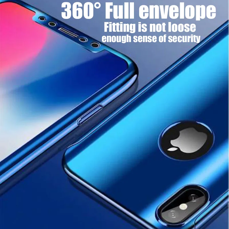 360 Полное покрытие чехол для iPhone X 8 6 6s 7 Plus 5 5S SE защитный ПК XS Max XR со стеклом| |