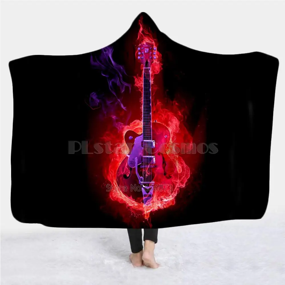 

Violin Guitar art Musical instrument Blanket Hooded Blanket 3D full print Wearable Blanket Adults men women Blanket style-8