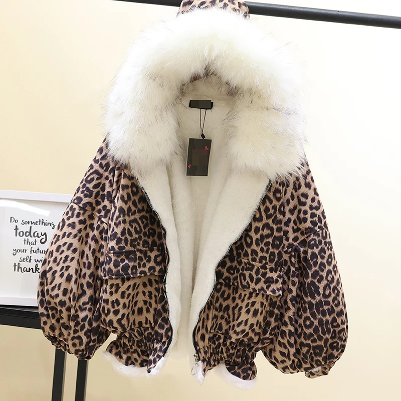 [EWQ] Осень 2019 новинка с капюшоном большим меховым воротником плюс бархат толстая