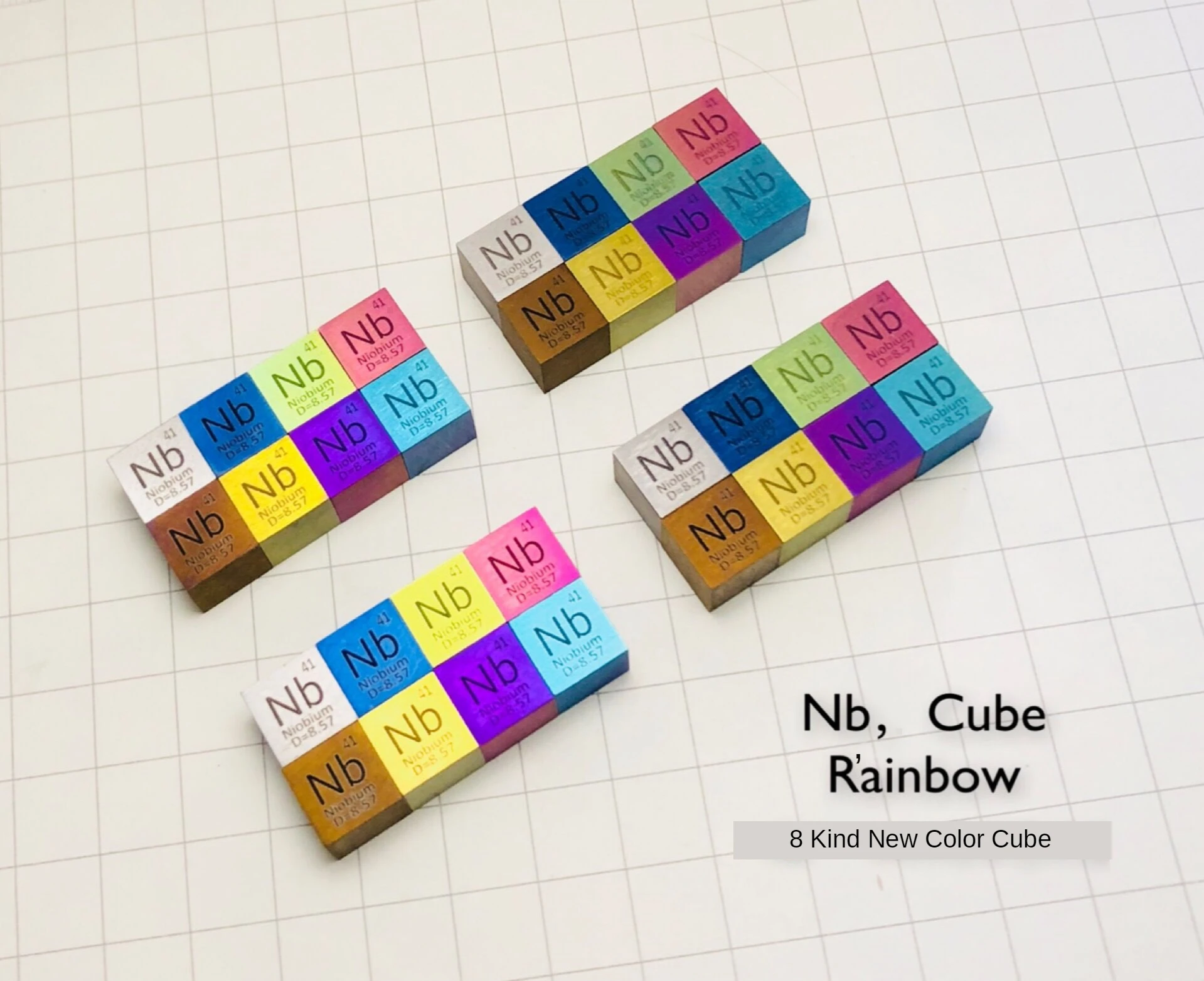6 Beauty Color 10x10x10mm 9995 Rainbow Niobium Cube Metal Niobium Periodictable Type Cube in Craft Gift Souvenir Displays Origin