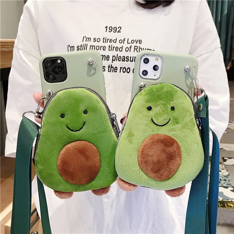 Зимний чехол для телефона с милым кошельком авокадо DIY iPhone 7 8 Plus 6 6S X XS Max XR 11 pro max