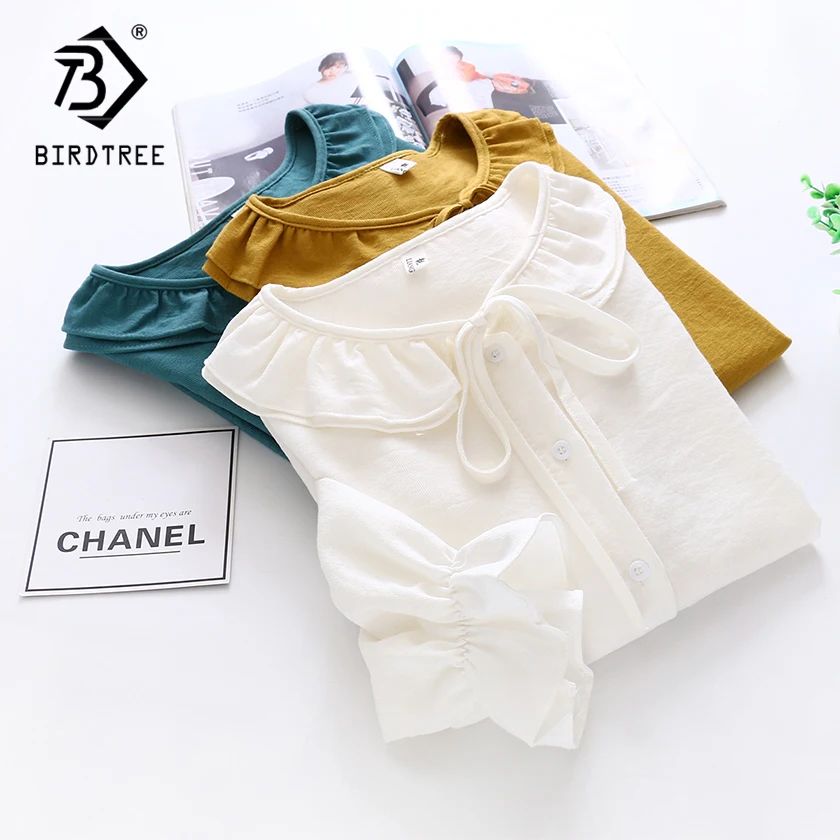 Женская блузка с длинными рукавами однотонная плиссированная рубашка круглым