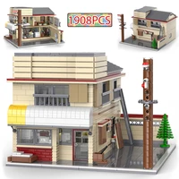 city street view initial d tofu store architecture building blocks japanese style house friends toys for children gifts