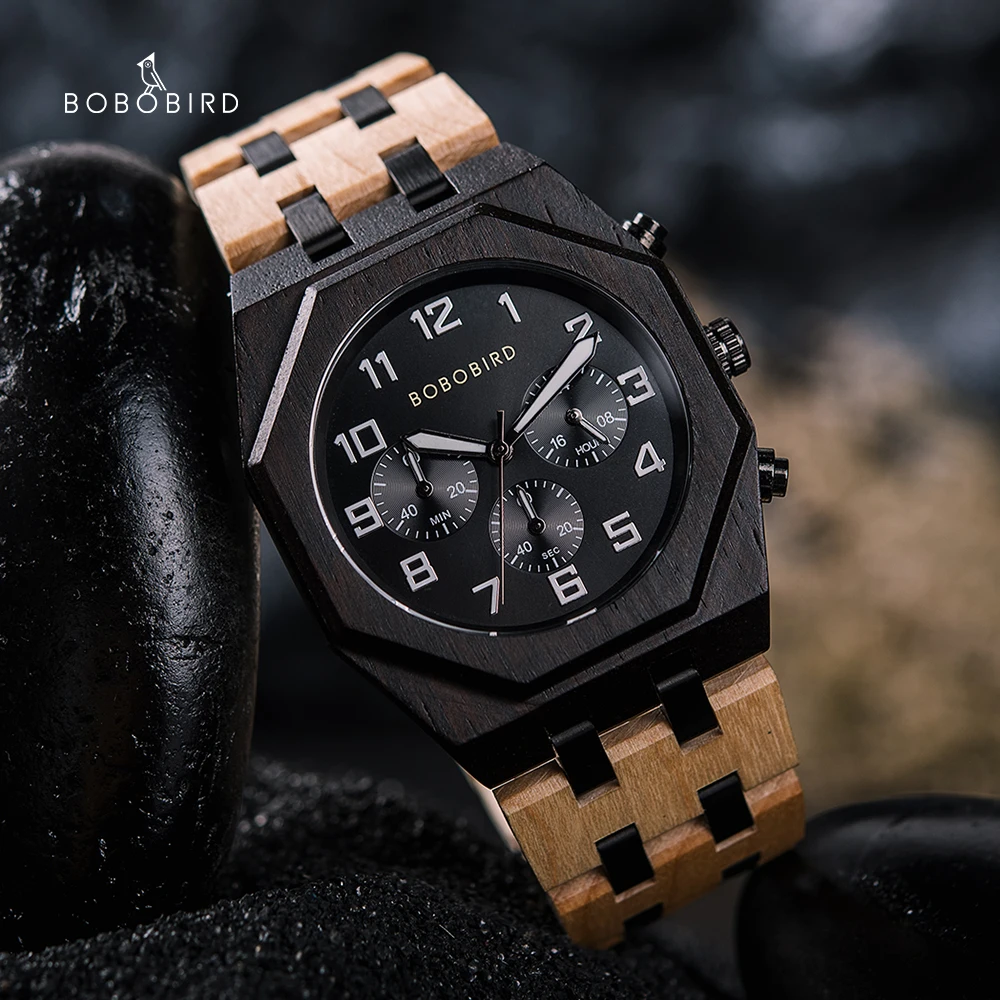 

BOBO BIRD Men's Watches 2021 New Watch for Men Chronograph Quartz Wristwatches часы мужские Christmas Gifts Custom Dropshipping