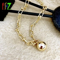 f j4z hot trendy chain necklaces for women gold metal ball pendant u shape chain collor necklace jewelry anniversary gift