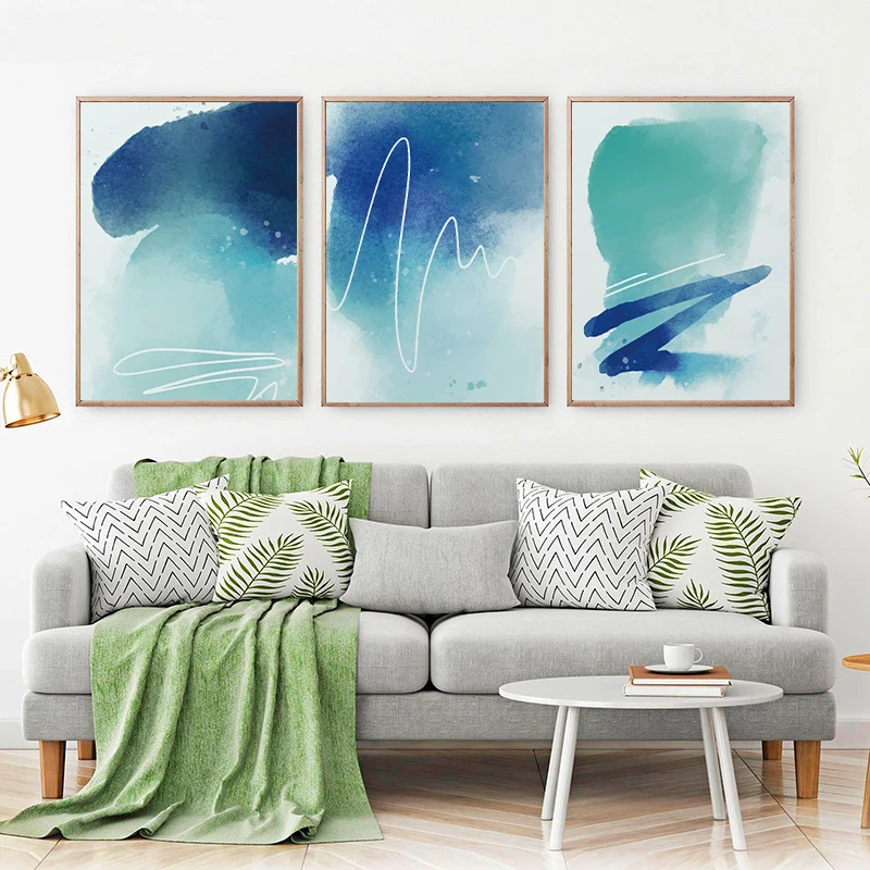 

Nordic Abstract Green Blue Lines Modern Style Canvas Art Paintings Living Room Bedroom Posters And Prints Wall Poster Home Decor