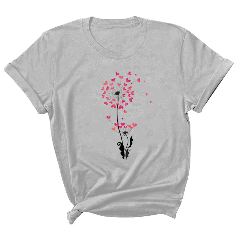

Dandelion Print Women T Shirt Short Sleeve O Neck Loose Women Tshirt Ladies Tee Shirt Tops Clothes Camisetas Mujer