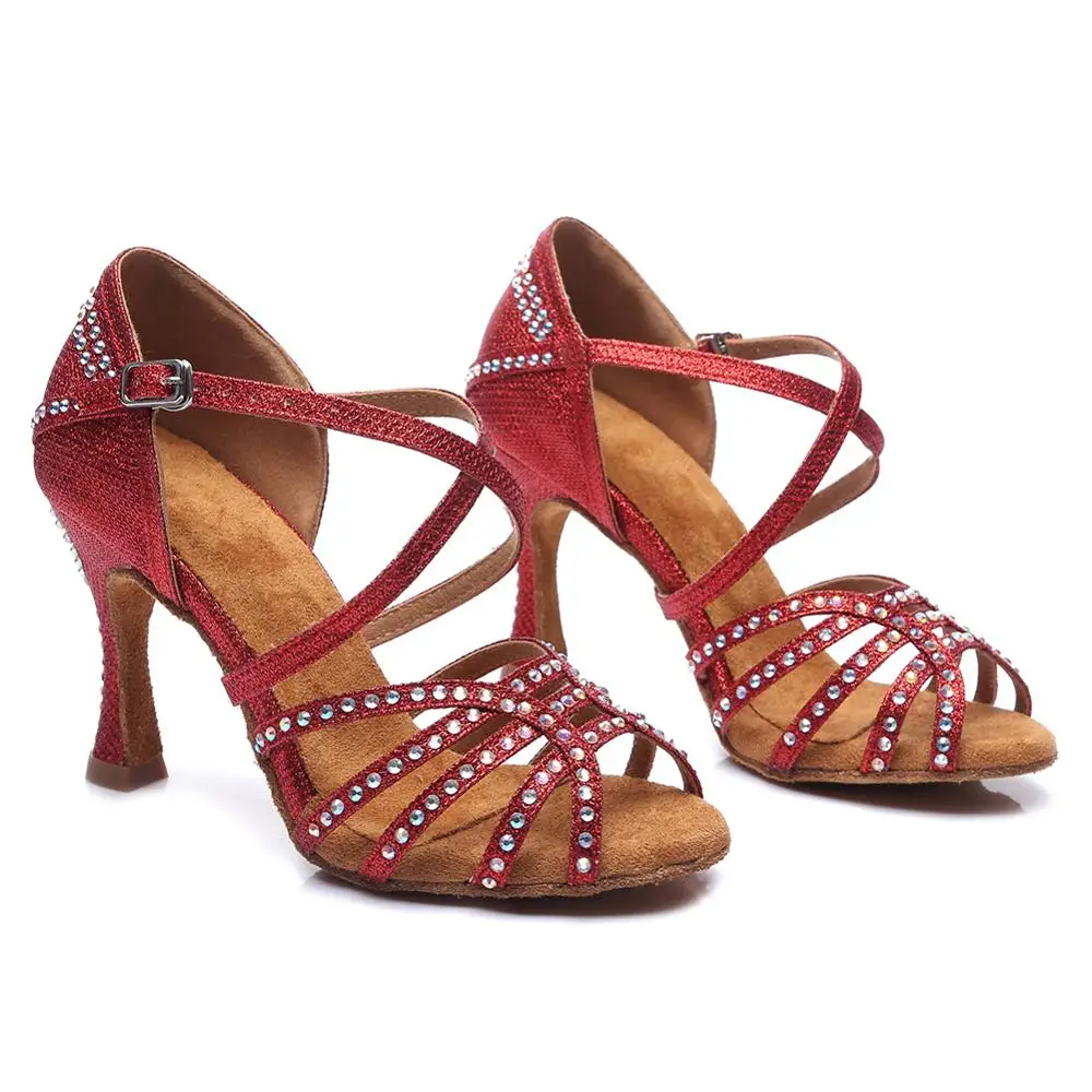 HROYL Латинская танцевальная обувь для домашние тапочки женщин и девушек с Стразы