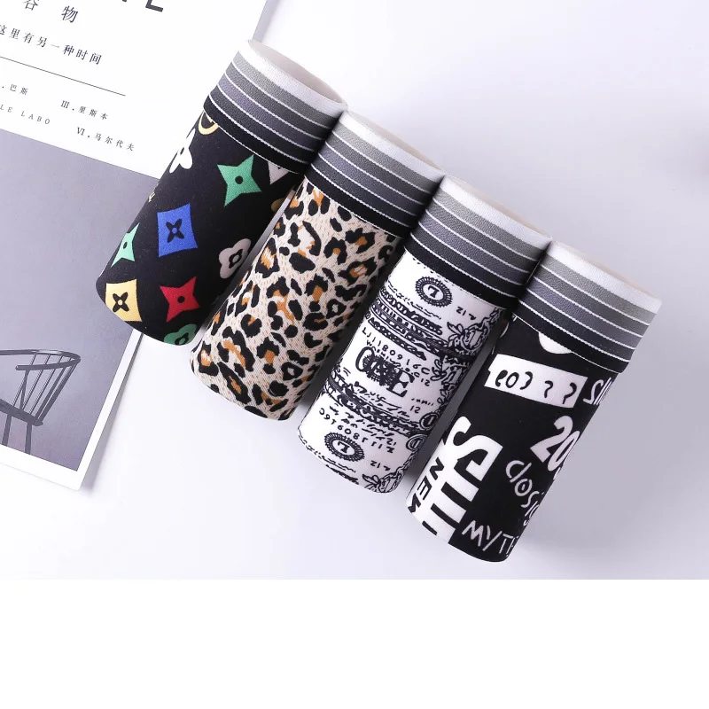 Мужские трусы-боксеры хлопковые трусы со средней талией и принтом в виде