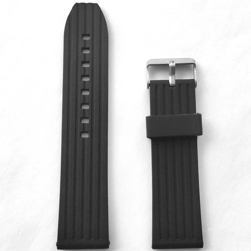 24mm Stripe Silicone Rubber Watch Band Hard Duty Silicon Durable Strap for Fashion Casual Sports Diver Watches | Наручные часы