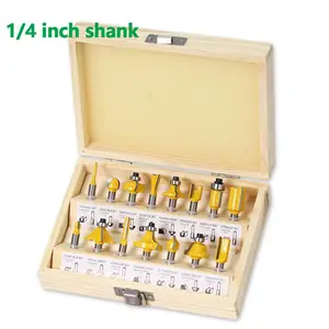 Набор фрез для фрезерования по дереву, 14 дюйма, с прямым хвостовиком 6,35 мм, 15 шт.