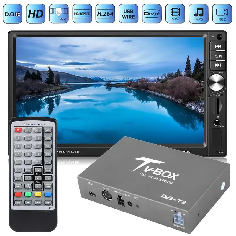 VODOOL автомобильный мобильный DVB T2 цифровая ТВ коробка мини HD приемник сигнала