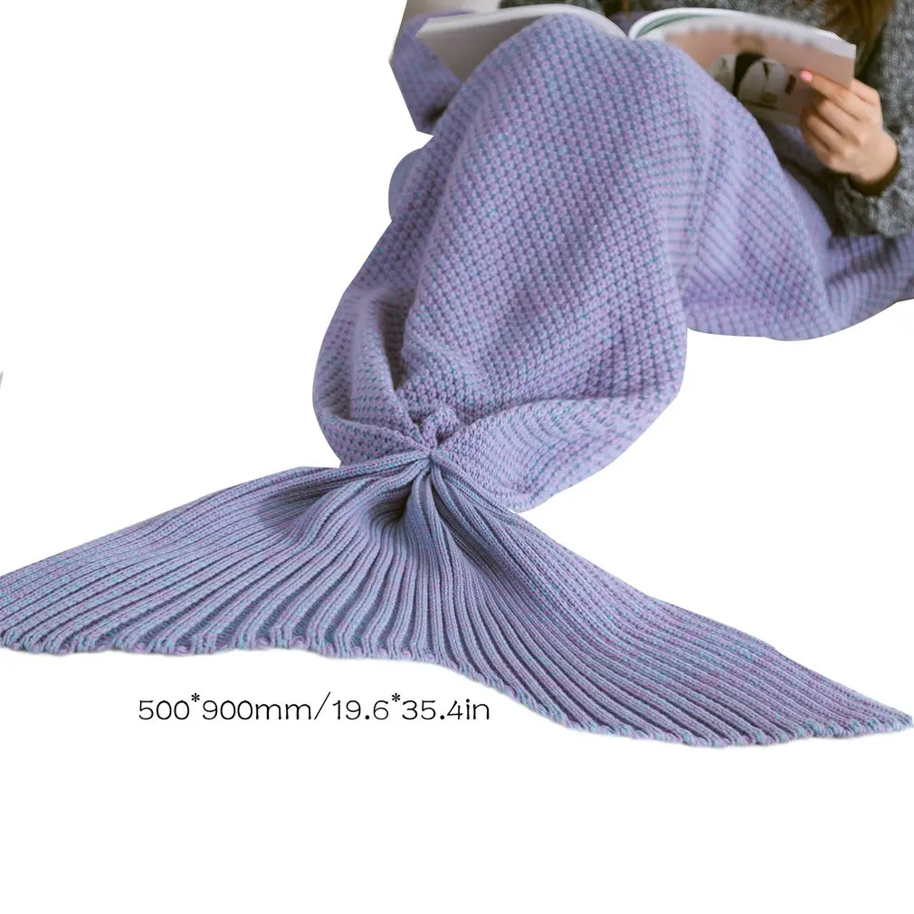 

5 Colors Mermaid Tail Blanket Lady Soft Handmade Sleeping Bag Fashionable Knitted Blanket Fishtail Sleeping Bedspreads