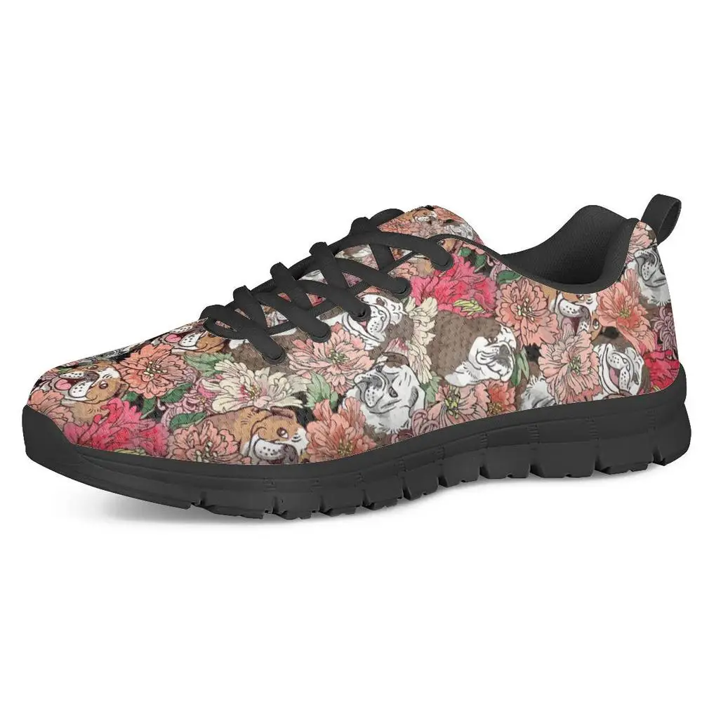 Cute Cat Dog Flower Pattern Running Shoes Women Nursing Casual Lace Up Walk Sneakers Nurse Women's Flats Shoe Mesh Sneaker | Спорт и