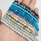 Бусины диаметром 6 мм для изготовления ювелирных изделий, круглые бусины из амазонита, бирюзы, апатита, кианита, Хрустальные Граненые Бусины для украшений 15 дюймов