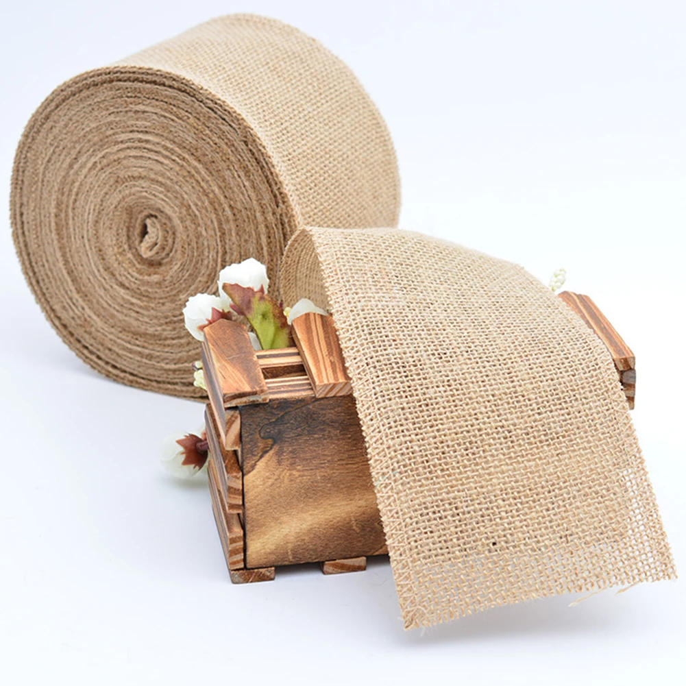 

10M Christmas Ribbon Jute Burlap Ribbon Roll Rustic Natural Band Fabric For Crafts Gift Wrapping Christmas Decorations Natale