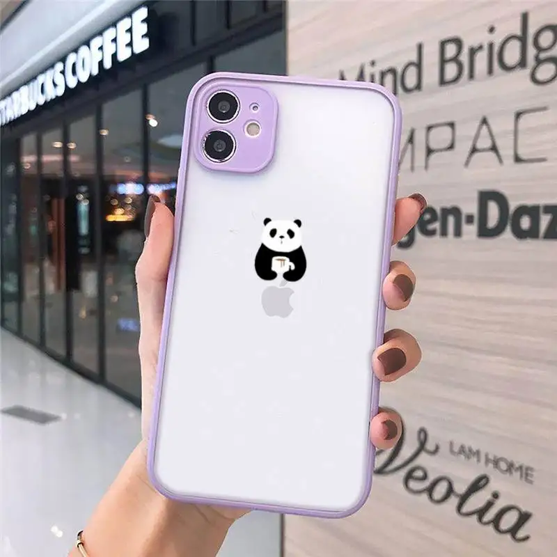 

Panda Cat Dinosaur cute animal Phone Cases matte transparent For iphone 7 8 11 12 plus mini x xs xr pro max cover