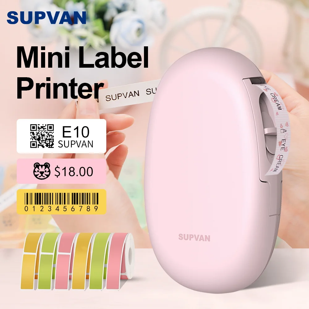 

Горячая Распродажа, умная Беспроводная этикеточная машина Supvan розового цвета, устройство для изготовления этикеток на бумаге, термопринтер с Bluetooth E10