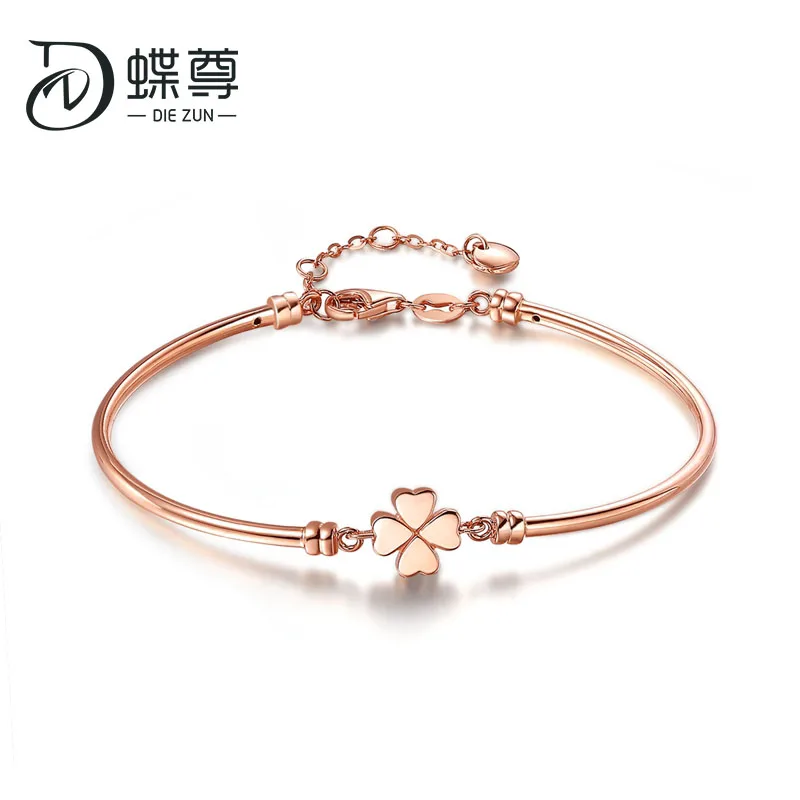 Женский браслет из 18 каратного золота с булавкой в виде Розы 750 клевера